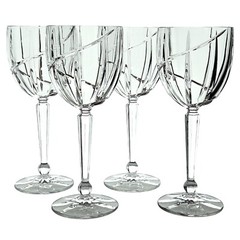 Mikasa Uptrend Wine Glasses 8.2in set-4 vertical spiral swirl cut crystal water