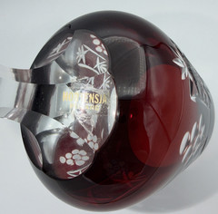 Bohemian Ruby Red Wine Goblet Cut to Clear Crystal Hortensia Poland 8.5″
