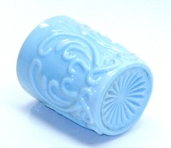 EAPG sky blue MILK glass SCROLL TUMBLER antique 1891 CHALLINOR TAYLOR #314