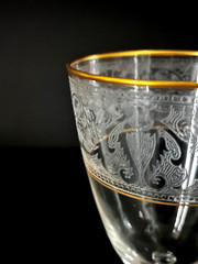 Vintage Glastonbury Lotus Brocade Gold Etched Stem ICED TEA GLASS (3 available)