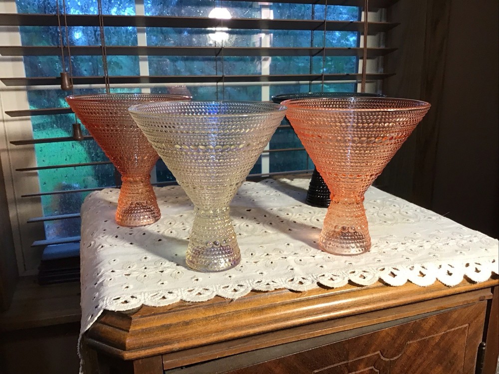 4 Vintage 5 1/2” Pebble Finish Martini Cocktail Glasses