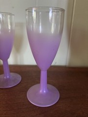 MCM Blendo Frosted Orchid Stemmed Wine Glasses: Set Of 3