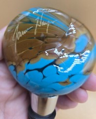 James Hayes Abstract Blown Glass Wine Stopper, Heavy, Blue & Brown EXCELLENT