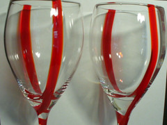 Pier 1 Double Red Twist 9″ Water Goblets – 2
