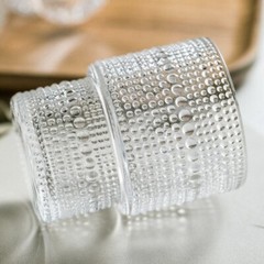 4 Glasses Glass Embossed Flowers Cups Drinkware Cocktail Floral Stackable Clear