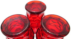 Vintage Viking Glass Tumblers SET OF 3 Georgian Honeycomb Ruby Red 4 1/8″ T 3″ R