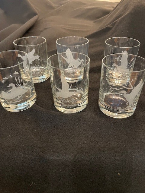 VTG National Wildlife Federation Etched Wild Duck Rocks Glasses set of 6