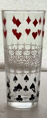 Set Of 3 Vintage MCM Playing Cards Suits Highball Poker Bridge Glass Tumblers