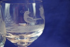 Wildlife Hunting Man Cave Crystal Set of 5 Water Goblets NWT Germany (Y7)