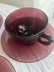 LE Smith Pressed Glass Amethyst (Purple) Coffee Cups And Creamer – 4 pcs