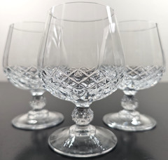 4) Cristal D’Arques Longchamp Brandy Glass Set Crystal Cut Snifters Stemware Lot