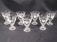 Standard Glass Liquor Cocktail Glasses Cut to Gray Grape Design Set of 7
