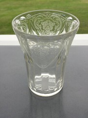 Royal Lace Pattern 4-1/4″ Clear Panele Depression Glass Tumbler By Hazel Atlas