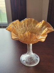 Very Pretty Marigold Fenton Carnival Glass Persian Medallion Ruffled Compote