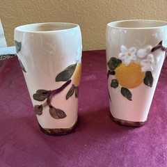 Vintage Orchard Dinnerware Orange Blossom Tumblers Set of 2 Hand Painted MCM