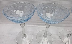 Fostoria June Azure Blue 3 oz. Liquor Cocktail Stemware Lot/4 Glasses 5 1/8″
