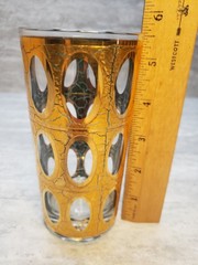 Vintage Pisa 22 Karat Crackled Glass Highball Tumbler by Culver