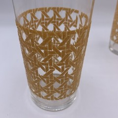4 Libbey Textured Rattan Cane Cooler Highball Collins Glasses 7″