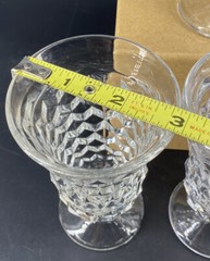 4 Vtg FOSTORIA American Clear 4 3/4” Footed Juice Glasses 2056 Cube 4.5 Oz