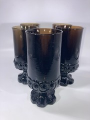Tiffin Franciscan Madeira Smoke Brown 6.5” Glass Tumblers Set 5 Gorgeous
