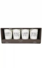 Rae Dunn by Magenta 4 Piece HAPPY + SPRING Melamine LL Tumbler Cup Set New