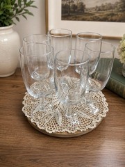 Vintage Clear Glass Water Goblets, From The Federal Glass «Sheer Rim» Line