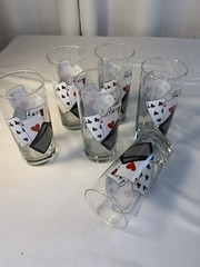 High Ball Glasses Set Of 6 Tumblers W Poker Playing Cards For Tea Or Water