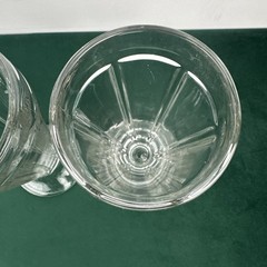 4 Libbey Milkshake Ice Cream Sundae Clear Glass Basketweave Base 7″ Vintage 60s