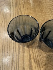 Vintage Libbey DuraTuff Gibraltar Dusky Blue Paneled Tumbler Glasses Set 2