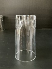 Vintage Set of 6 Clear Paneled Highball Tumblers Heavy Pressed Glass 5 1/8”