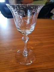 June Beau Tiffin-Franciscan goblet Footed Juice Glass Etched Mid-Century Vtg 6″