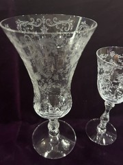 3 Pieces of Lace Etched Glass 1940’s EUC Cambridge, Fostoria, Duncan Miller