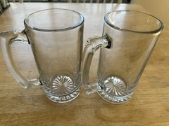 2 Clear Glass Beer Steins Mugs Glasses 24 Ounces