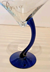 Bellagio Martini Glasses| Cobalt Blue| Curved Stem| Barware| Souvenir| Set Of 4