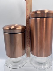 Copper Collar Glass Canister Set of 2 Kitchen Storage Jars Whole Housewares