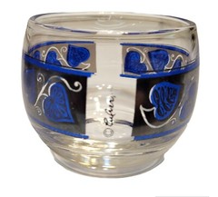 MCM Culver Silver & Blue Ivy Heart Sake Bar Glasses Set of 4