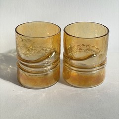 Esteban Prieto 1985 Iridescent 3.5in Glass Tumbler Set Clear Orange