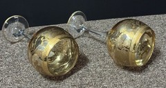 Pair Of Floral Decorative Glass Crystal Wine Champagne Glasses Goblets Cups