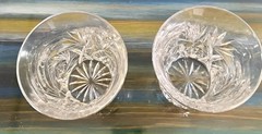 Vintage Set of 4 Hand Cut Lead Crystal Double Old Fashioned Whiskey Rocks
