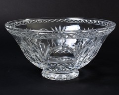 Design Guild Footed Cut Crystal Centerpiece Serving Bowl Fan Design 11.75″ W