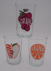 Vintage Grape Orange Apple Juice Glasses Set of 3