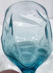 Lot Of 2 ~ 8 5/8” tall Teal Wine Glass Goblet with Textured Edge ~