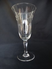 Pioneer Glass Japan Clear Gray Cut Willow Moon 6.5 oz Water Goblet VGUC