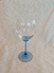 Clear Glass Goblet With Blue Stem And Base