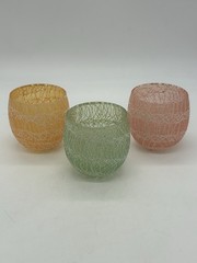 MCM Roly-Poly «Spaghetti String» Peach/Green/Pink Glasses (Set of 3) Vintage
