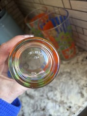 Vintage KIG Set of 4 Multicolor Glasses Yellow Green Orange & Blue Indonesia