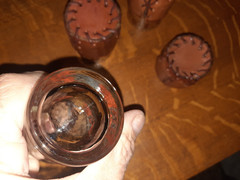 Set of 3 Libbey Bamco Western 2-5/8″ Shot Glasses & 4 Leather Sleeves