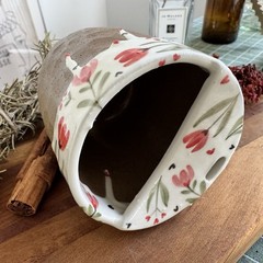 Handmade Ceramic Travel Mug Hand Painted Floral Stoneware Coffee Cup To Go Mug