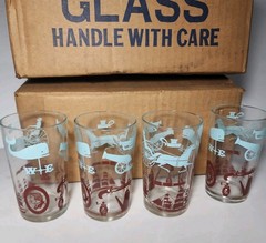 16 Vintage Glasses Glass Set Hazel Atlas Colonial Americana Juice Bar Drink 6 Oz