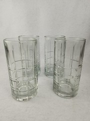 Set Of 4 Anchor Hocking Tartan Clear Glass Tall 16 oz Iced Tea Tumblers Glasses